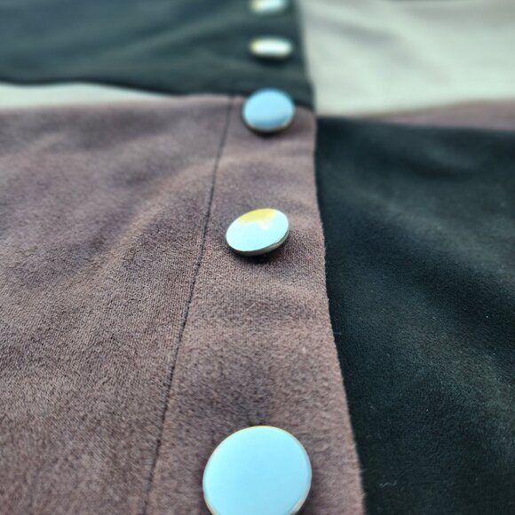 Altar'd State M- BLACK/TAN/BROWN COLORBLOCK MINI SKIRT FAUX SUEDE - Picture 3 of 4